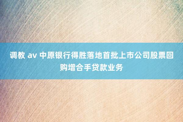 调教 av 中原银行得胜落地首批上市公司股票回购增合手贷款业务