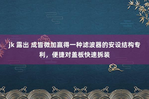 jk 露出 成皆微加赢得一种滤波器的安设结构专利，便捷对盖板快速拆装