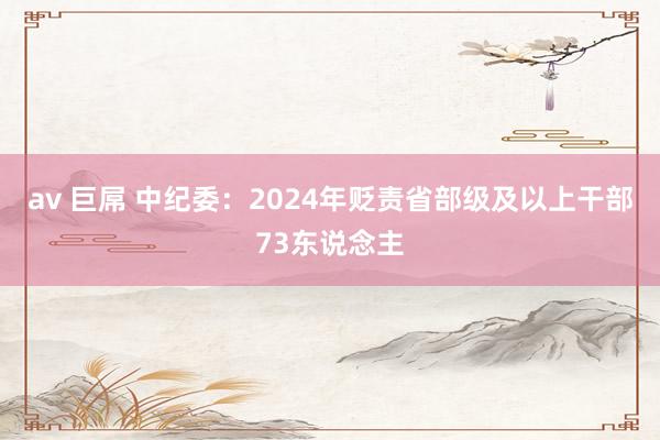 av 巨屌 中纪委：2024年贬责省部级及以上干部73东说念主