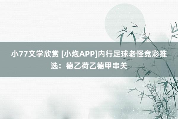 小77文学欣赏 [小炮APP]内行足球老怪竞彩推选：德乙荷乙德甲串关
