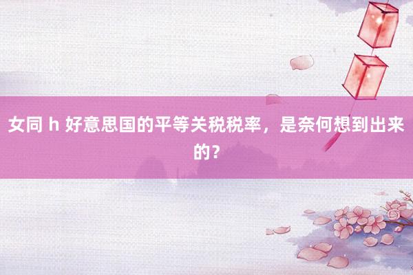 女同 h 好意思国的平等关税税率，是奈何想到出来的？