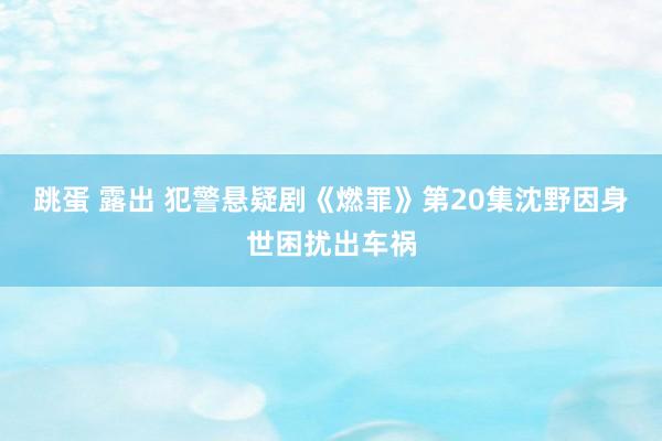 跳蛋 露出 犯警悬疑剧《燃罪》第20集沈野因身世困扰出车祸