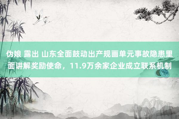 伪娘 露出 山东全面鼓动出产规画单元事故隐患里面讲解奖励使命，11.9万余家企业成立联系机制