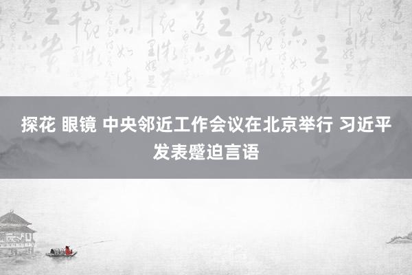 探花 眼镜 中央邻近工作会议在北京举行 习近平发表蹙迫言语