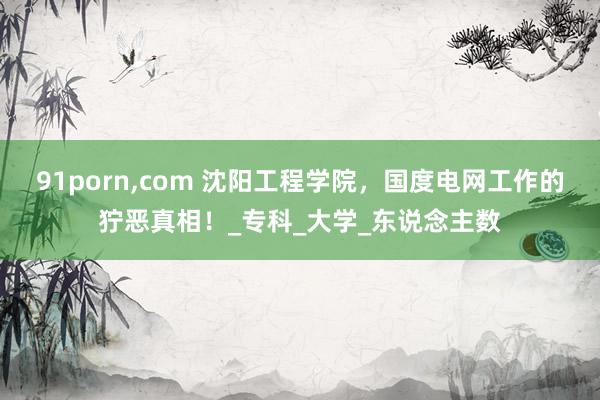 91porn，com 沈阳工程学院，国度电网工作的狞恶真相！_专科_大学_东说念主数