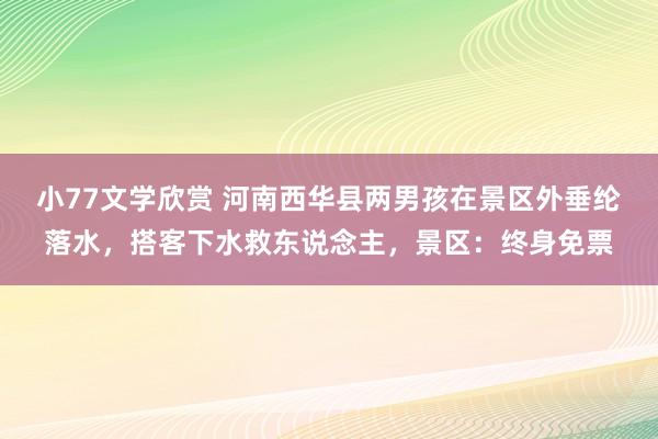 小77文学欣赏 河南西华县两男孩在景区外垂纶落水，搭客下水救东说念主，景区：终身免票