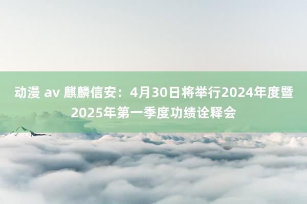 动漫 av 麒麟信安：4月30日将举行2024年度暨2025年第一季度功绩诠释会
