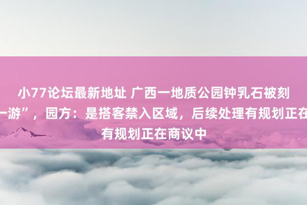 小77论坛最新地址 广西一地质公园钟乳石被刻“到此一游”，园方：是搭客禁入区域，后续处理有规划正在商议中