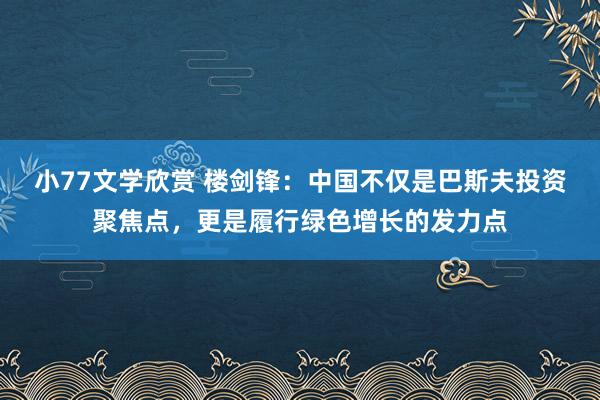 小77文学欣赏 楼剑锋：中国不仅是巴斯夫投资聚焦点，更是履行绿色增长的发力点