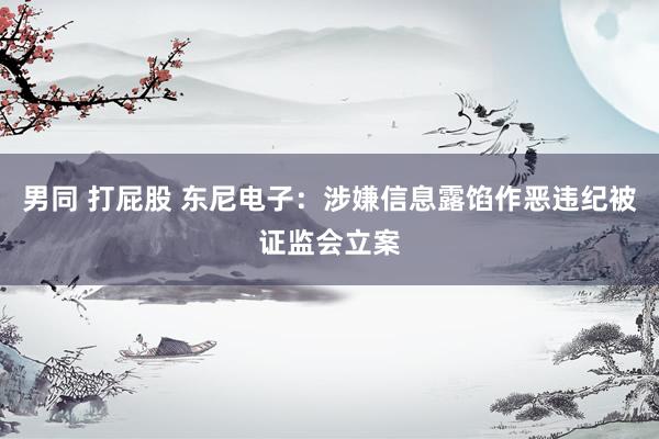 男同 打屁股 东尼电子：涉嫌信息露馅作恶违纪被证监会立案