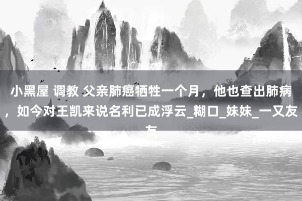 小黑屋 调教 父亲肺癌牺牲一个月，他也查出肺病，如今对王凯来说名利已成浮云_糊口_妹妹_一又友